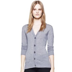 Tory Burch Gray Simone Wool Cardigan XS
